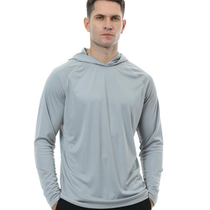 5Pcs Men'S Athletic Hoodie Shirts - Moisture-Wicking, Breathable Polyester Blend, Long Sleeve - Hooded Design for Casual, Fishing, Running & Outdoor Activities