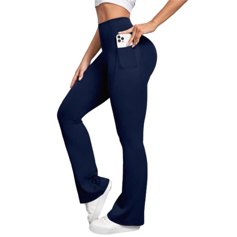 Arsoxy Women Flare Leg Leggings with Pockets, High Waisted Tummy Control Yoga Pants for All-Season Wear