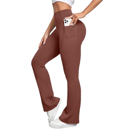Arsoxy Women Flare Leg Leggings with Pockets, High Waisted Tummy Control Yoga Pants for All-Season Wear