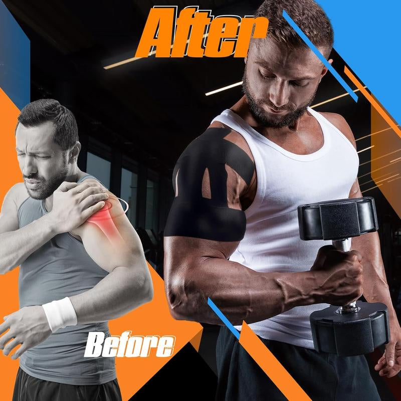 10 Count Kinesiology Tape for Shoulder Pain Relief Pre Cut Sports Waterproof Breathable Enhance Elastic Kinesiology Athletic Tape for Shoulder Support and Muscle Sports