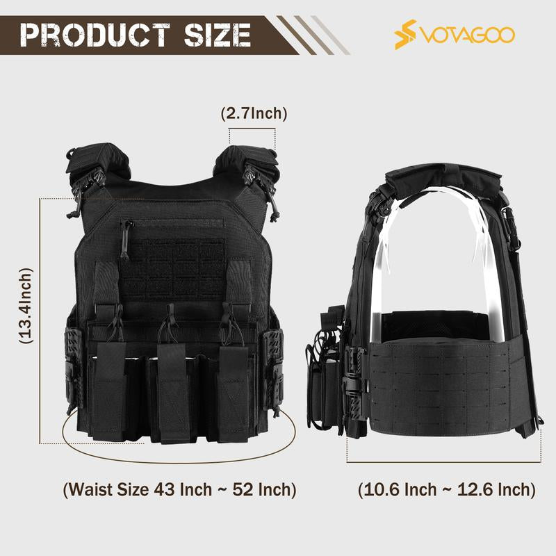 VOTAGOO 601 Quick Release Molle Vest, Adjustable Breathable Lightweight Vest