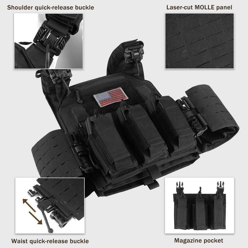 VOTAGOO 601 Quick Release Molle Vest, Adjustable Breathable Lightweight Vest