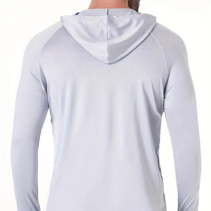 5Pcs Men'S Athletic Hoodie Shirts - Moisture-Wicking, Breathable Polyester Blend, Long Sleeve - Hooded Design for Casual, Fishing, Running & Outdoor Activities