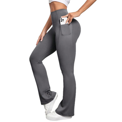 Arsoxy Women Flare Leg Leggings with Pockets, High Waisted Tummy Control Yoga Pants for All-Season Wear