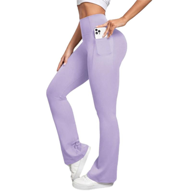 Arsoxy Women Flare Leg Leggings with Pockets, High Waisted Tummy Control Yoga Pants for All-Season Wear
